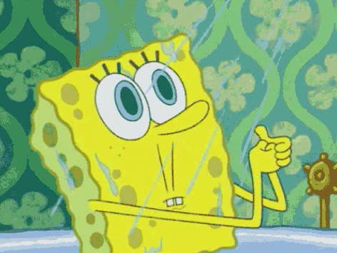 SpongeBob looking shocked in the shower in &quot;SpongeBob SqaurePants&quot; 