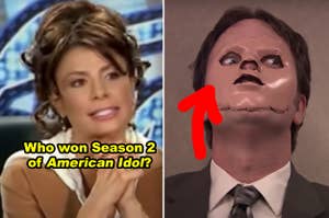 Side-by-side of Paula Abdul on "American Idol" and Dwight in "The Office"