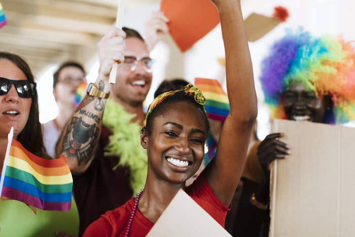 Group of young people at a Pride event