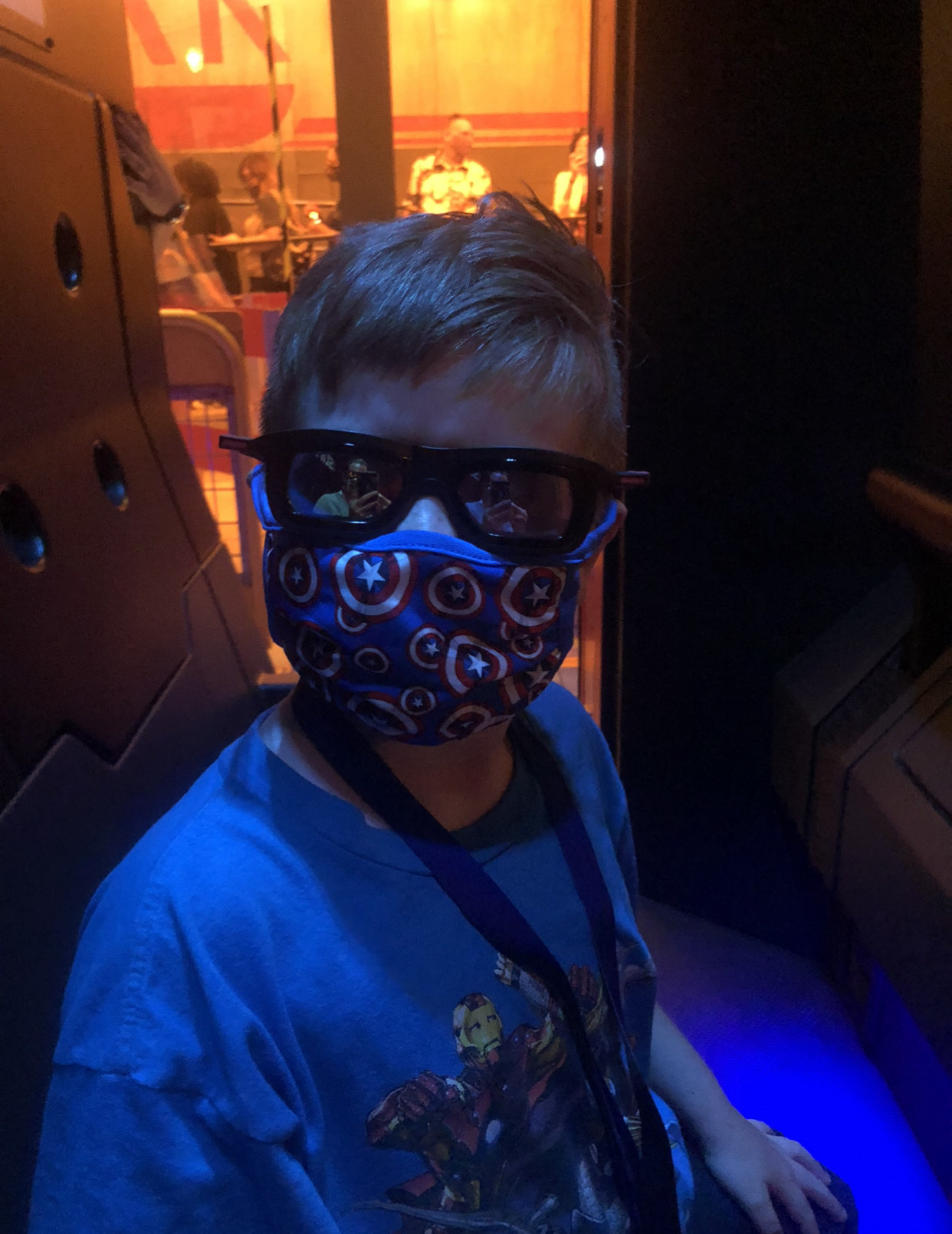 James (the boy) on the ride wearing 3D glasses