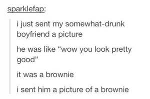 tumblr story about a boyfriend confusing his girlfriend with a brownie
