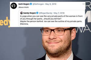 seth rogen with a tweet from his mom