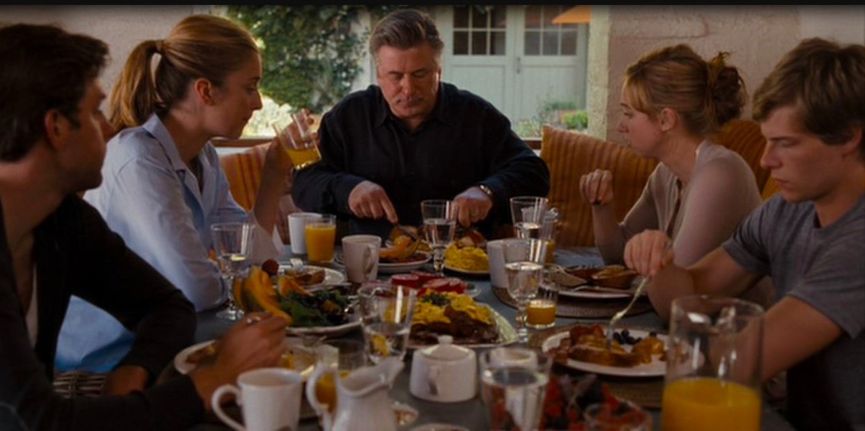 A family sits around a table covered in breakfast food in It&#x27;s Complicated