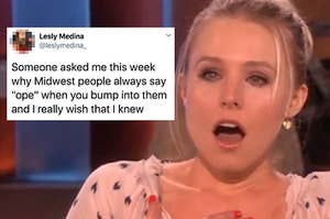 tweet about midwesterners always saying ope