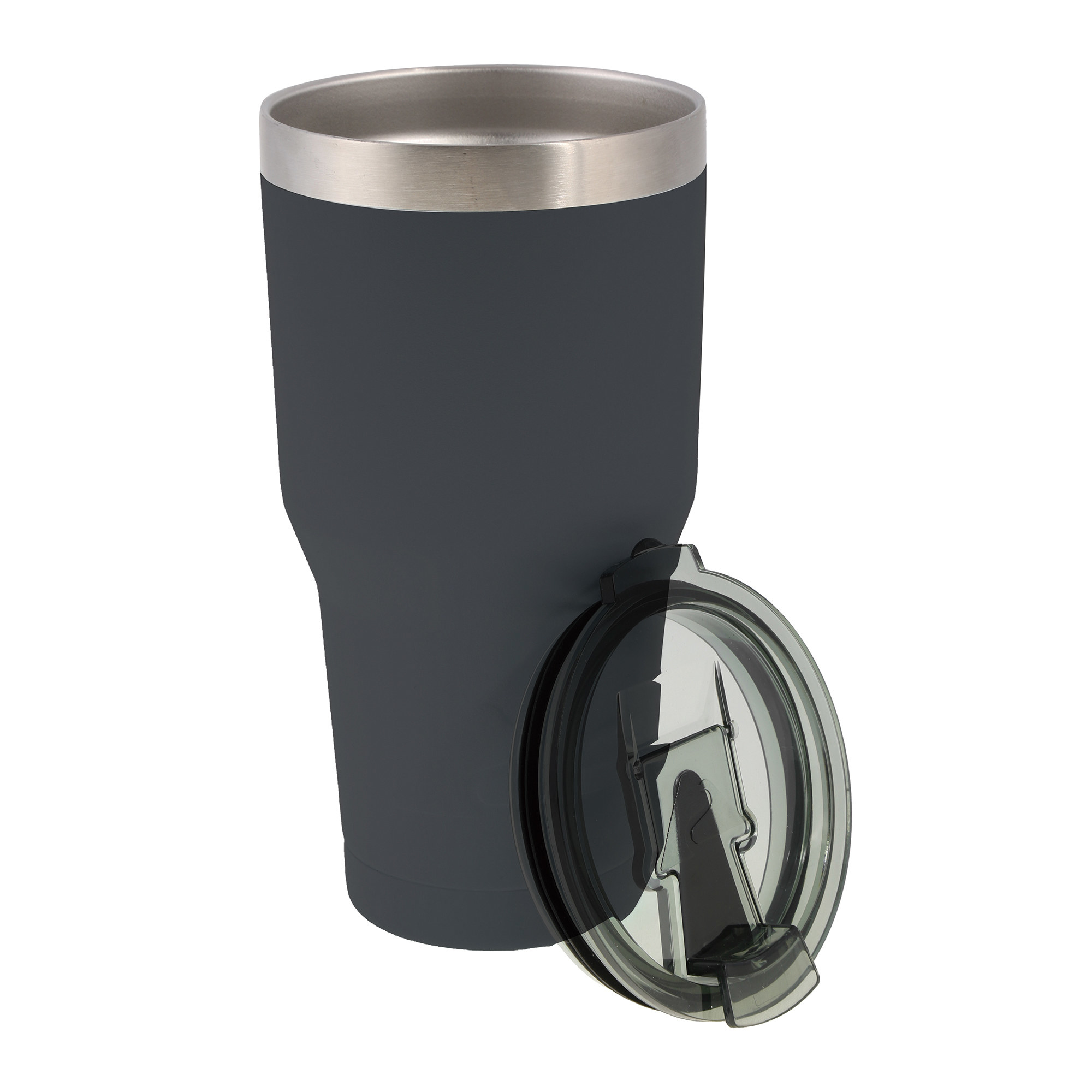 The tumbler in gray with lid