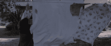 A white sheet blows onto a ghost