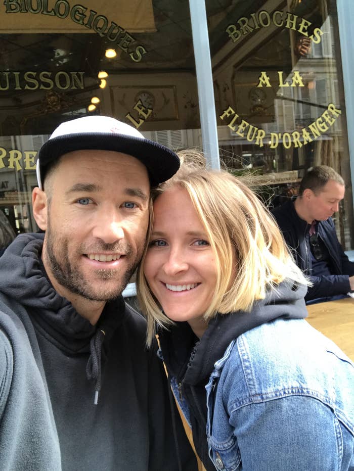 Couple at a café in Paris