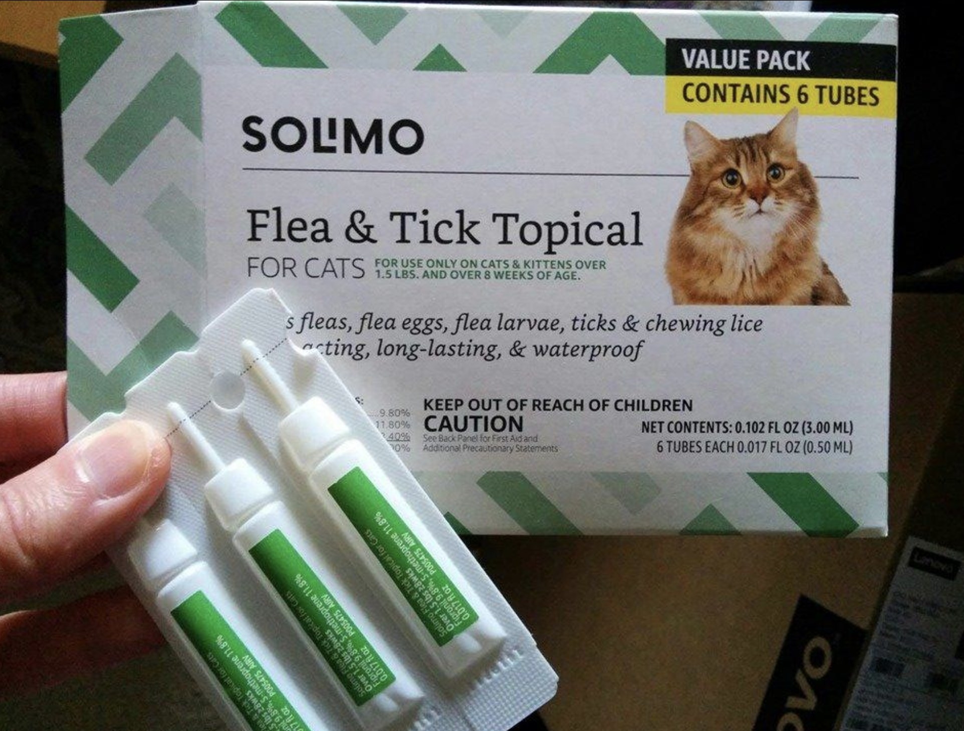 reviewer photo showing the flea and tick tubes