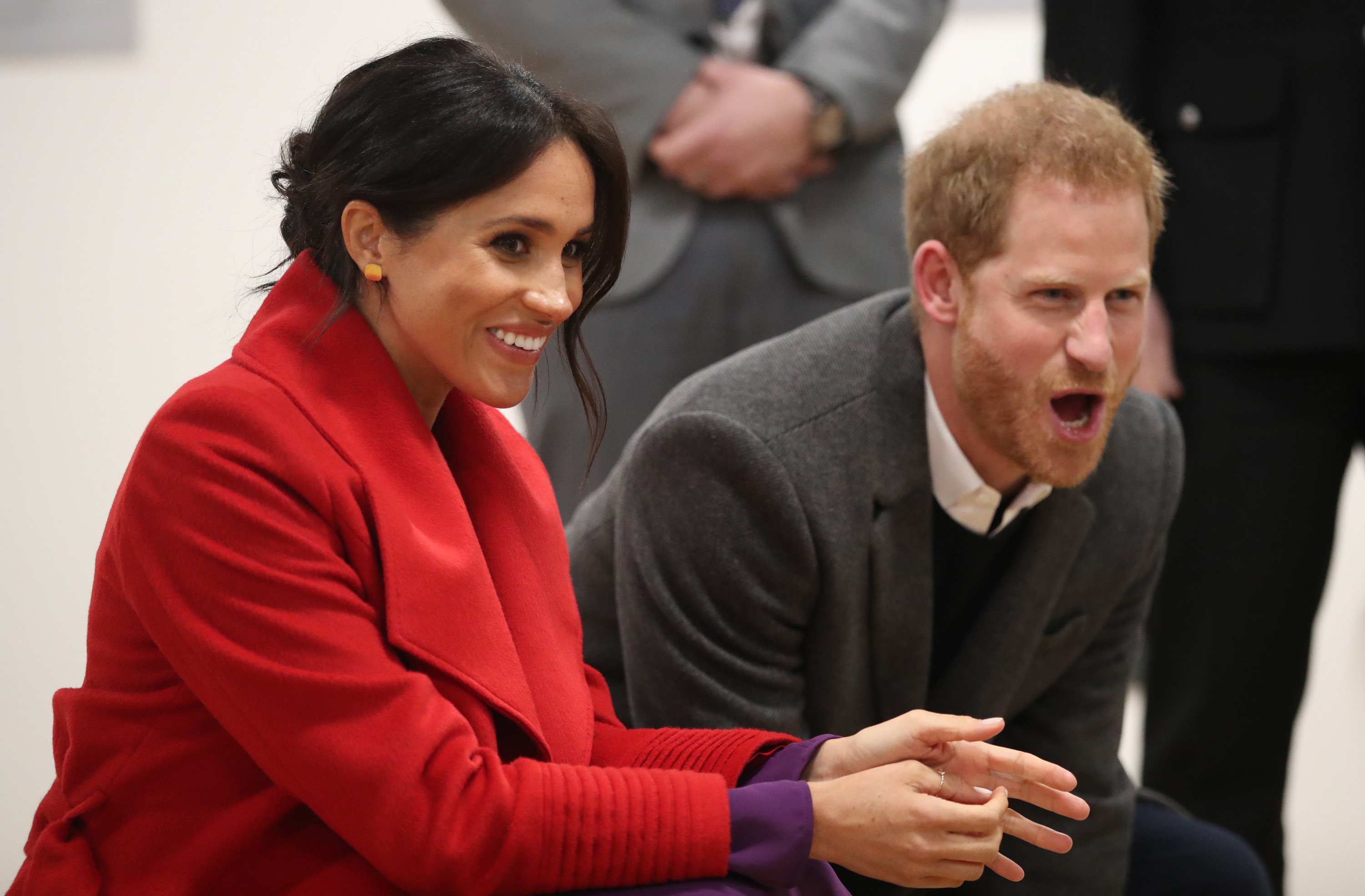 Meghan, Duchess of Sussex and Prince Harry, Duke of Sussex during their visit to the Hive, Wirral Youth Zone as part of a visit to Birkenhead on January 14, 2019, in Birkenhead, United Kingdom