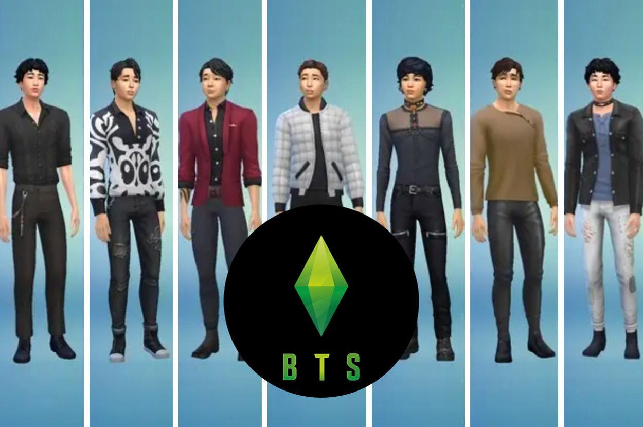 the boys of BTS recreated as Sims