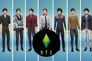 the boys of BTS recreated as Sims