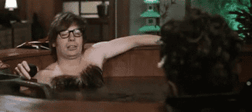 Austin Powers passing gas in a jacuzzi.
