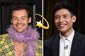 Harry Styles on the left and Manny Jacinto on the right