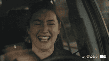 Kate Winslet in HBO&#x27;s &quot;Mare of Easttown&quot; smiles and gestures &quot;no&quot;