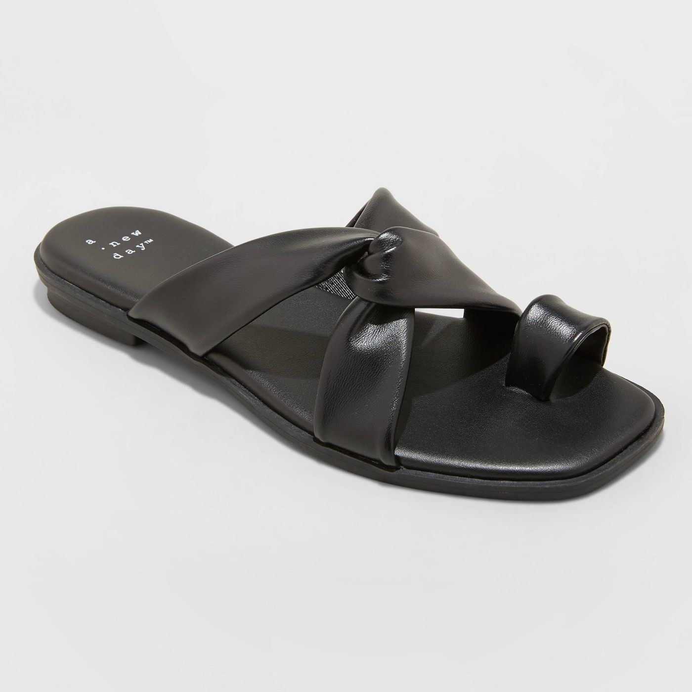 Black leather sandals with black leather sole
