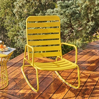 The rocking chair in bright yellow steel