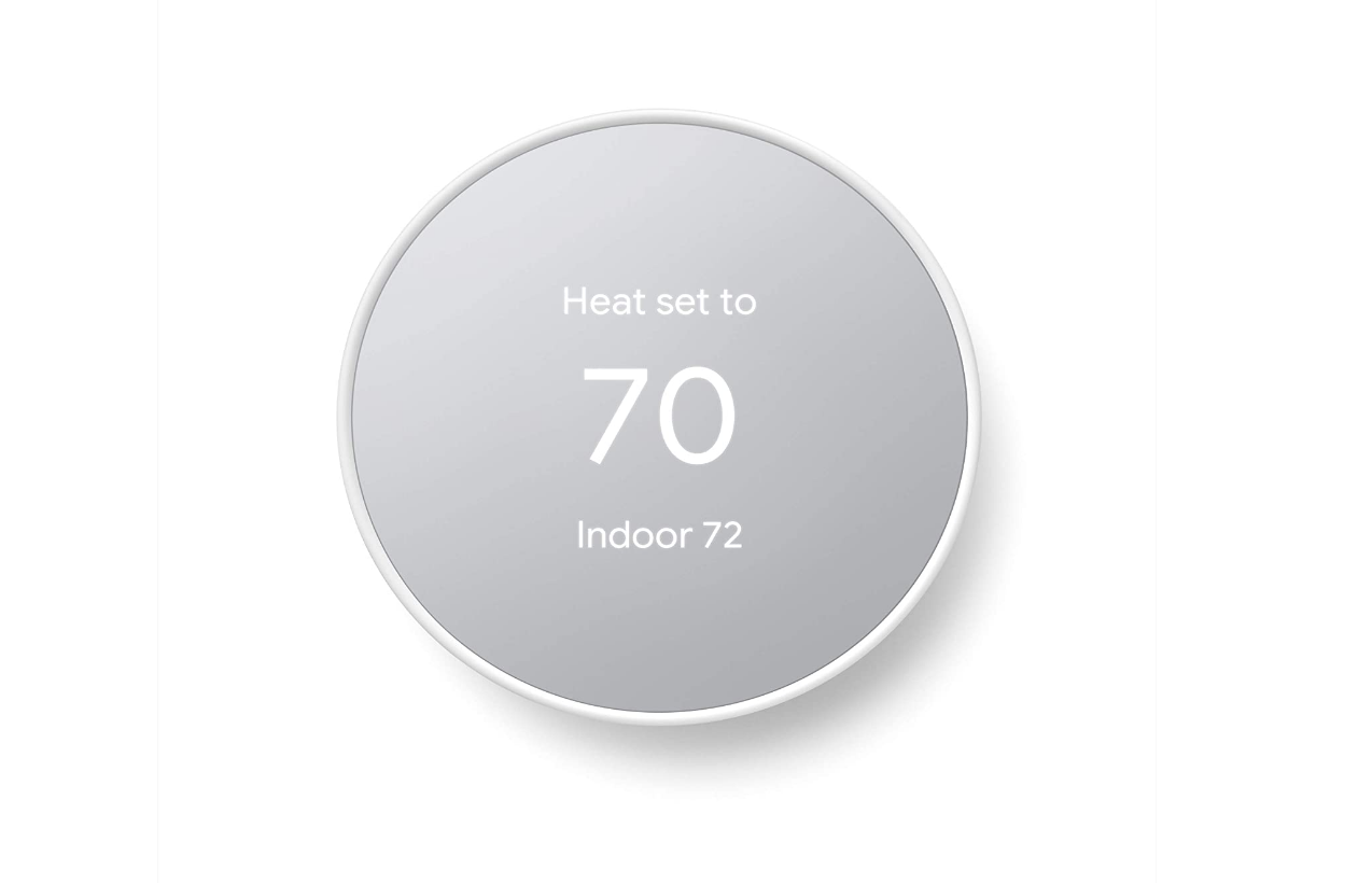A Google Nest smart thermostat