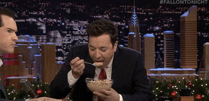 Jimmy Fallon eating cereal
