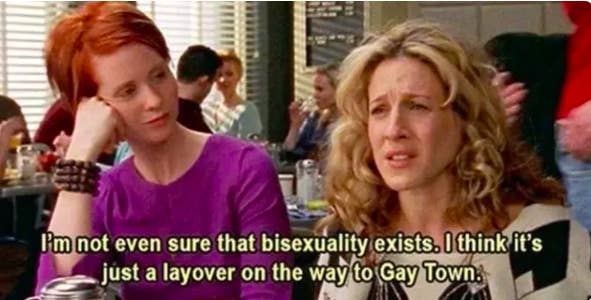 Carrie: &quot;I&#x27;m not even sure that bisexuality exists, I think it&#x27;s just a layover on the way to Gay Town&quot;