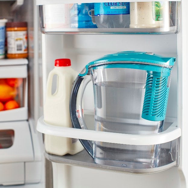 The water pitcher keeping water crisp &amp;amp; cool in the refrigerator drawer