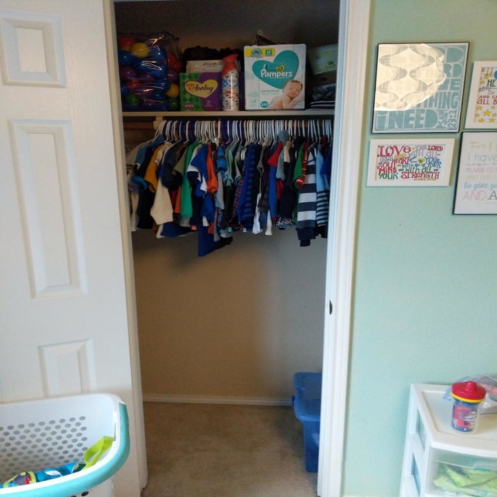 reviewer's kids closet without an additional hanging rod