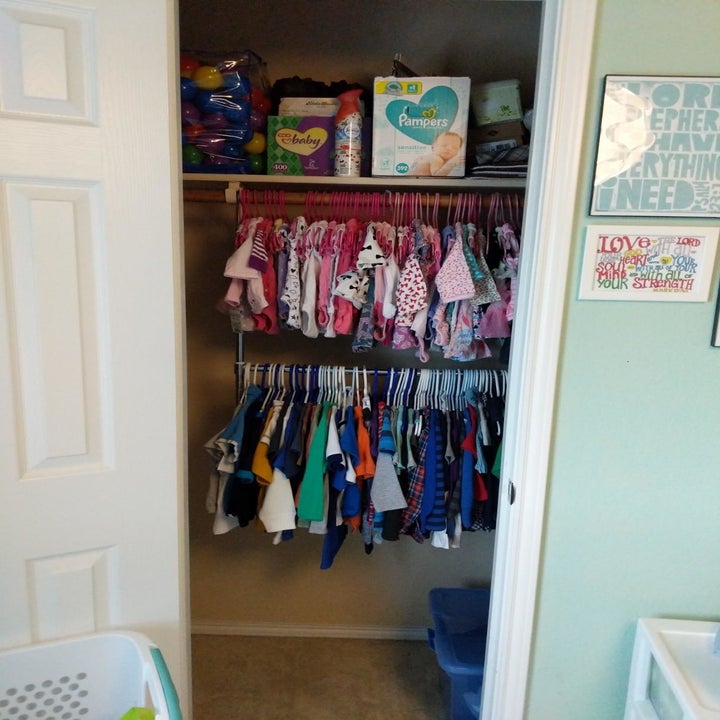reviewer's kids closet with an additional hanging rod