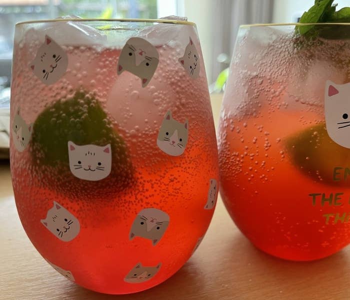 Two cranberry fizz cocktails.