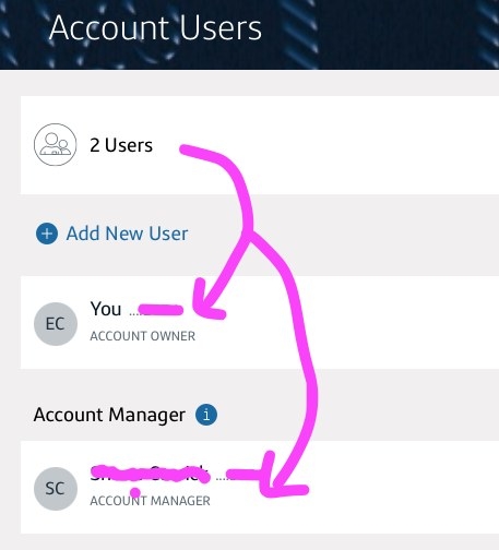 Screenshot of users on our joint account