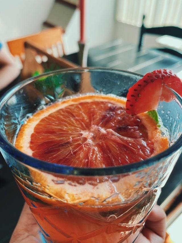 A blood orange mocktail.