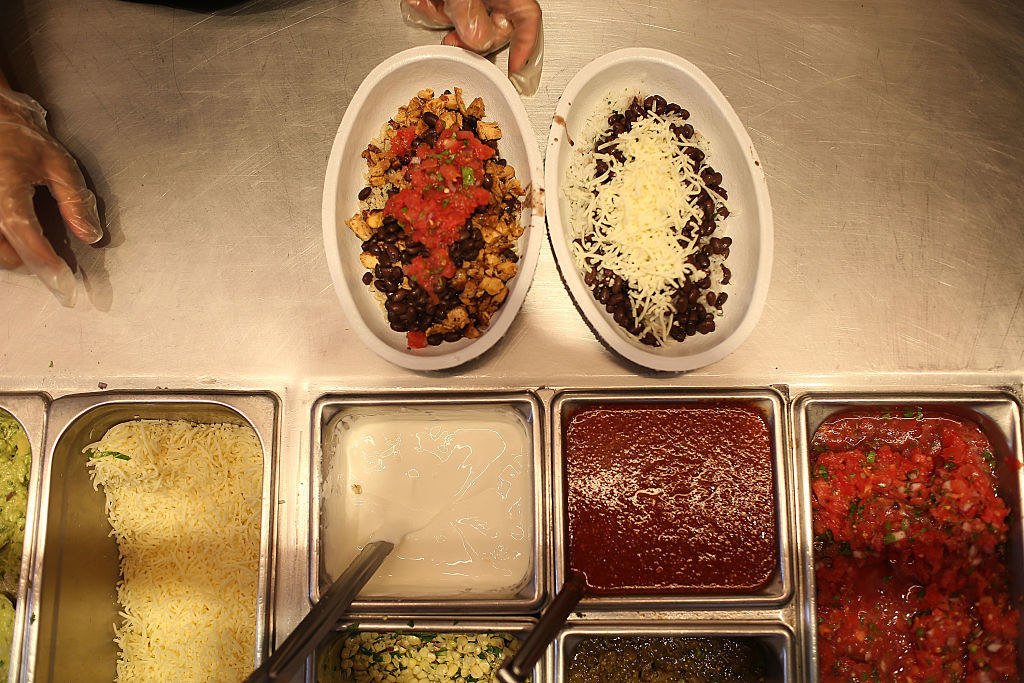 Chipotle burrito ingredients.