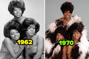 Diana Ross & the Supremes in 1962 vs. 1970