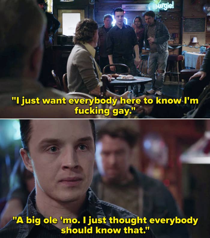 Mickey saying, &quot;I just want everybody here to know I&#x27;m fucking gay. A big ole &#x27;mo. I just thought everybody should know that&quot;