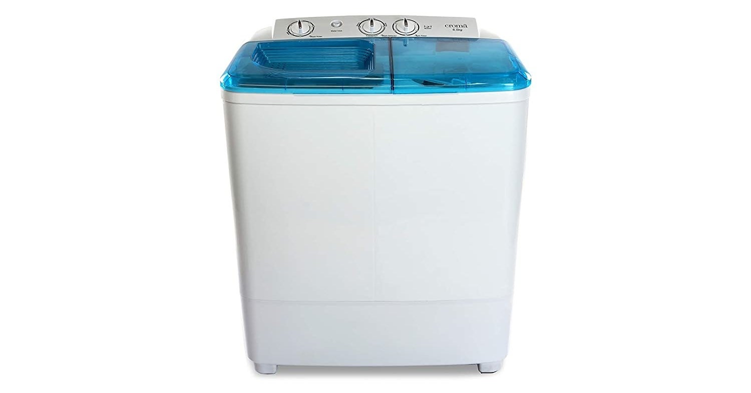 A Chroma Semi-Automatic Washing Machine in white and blue.