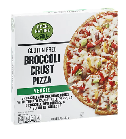 A box of frozen vegetable pizza with cauliflower crust