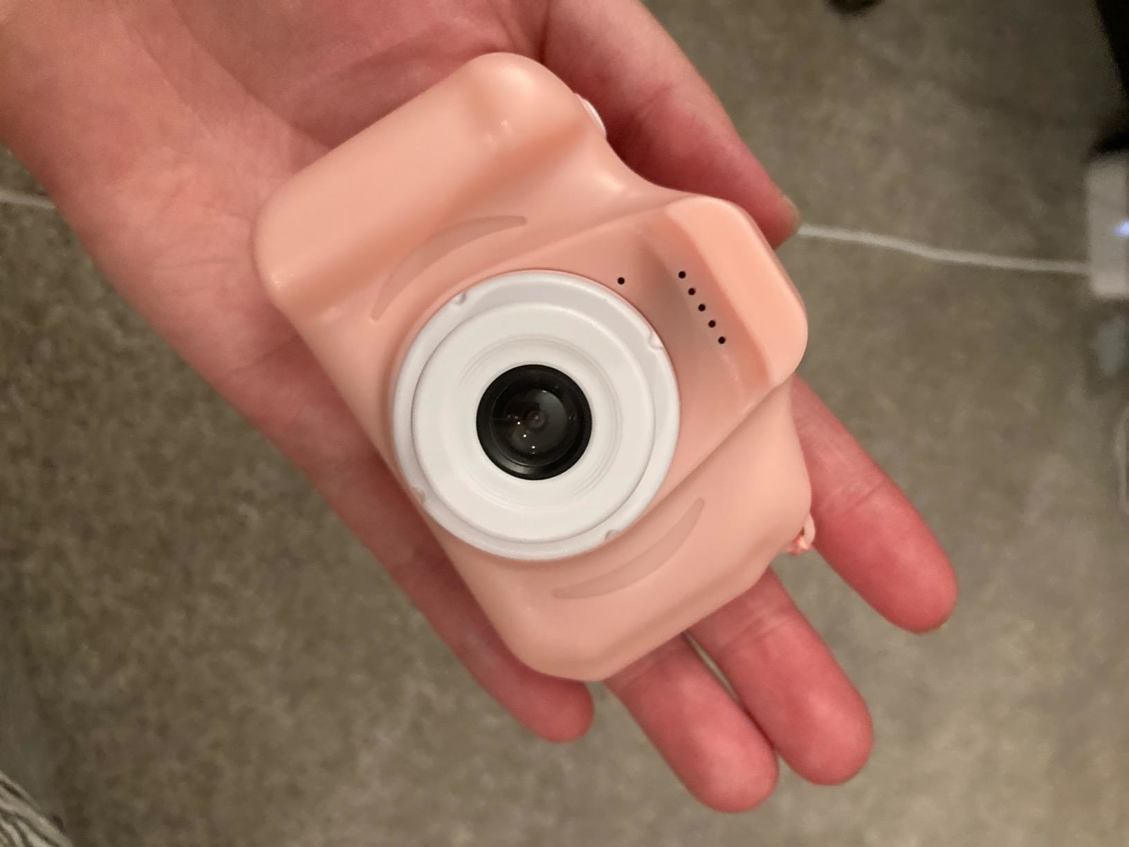 small handheld pink camera 
