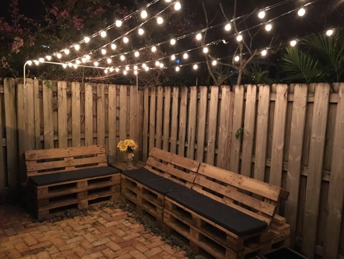 a reviewer&#x27;s string lights in their backyard 