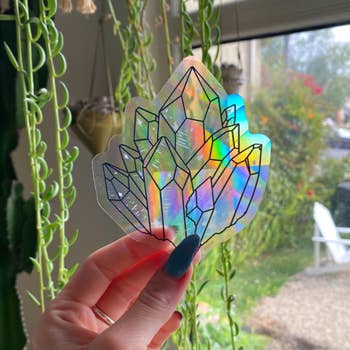 gem sticker with fractured rainbow light 