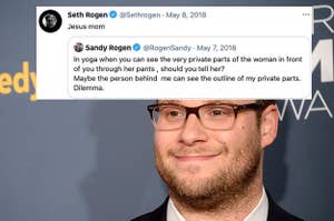 seth rogen with a tweet from his mom