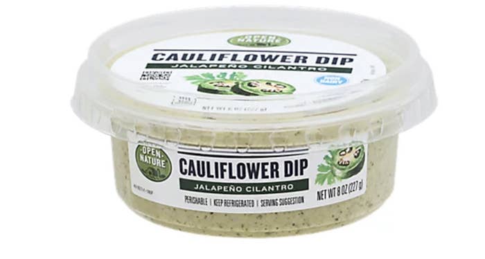 Container of cauliflower dip.