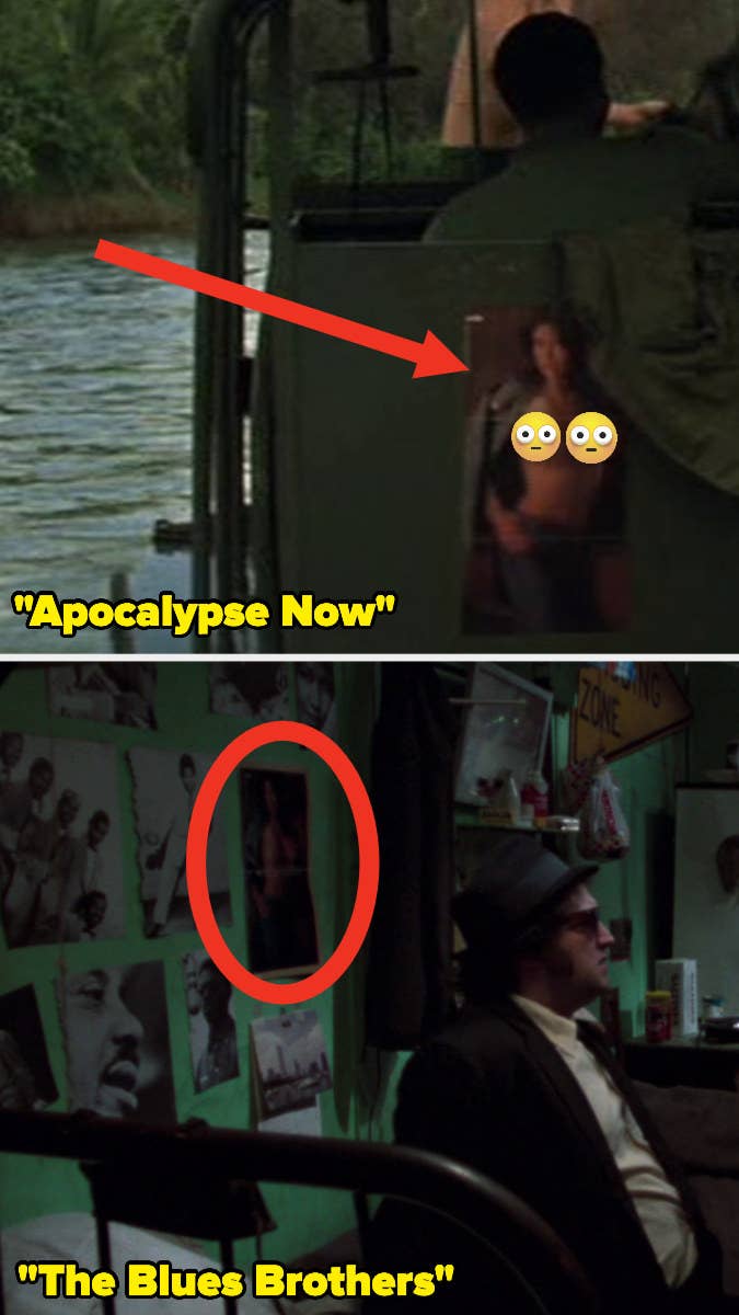 The 'Collen Camp’s Playboy poster' was created for Apocalypse Now. It was seen again in The Blue Brothers hanging on Elwood’s bedroom wall.15 Props Used In More Than One Movie