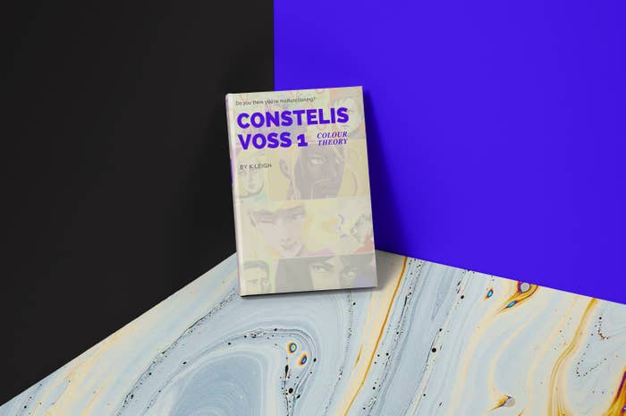 Constelis Voss: Colour Theory rests against a black and blue wall.