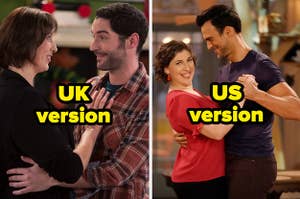 Miranda Hart and Tom Ellis holding each other, Mayim Bialik and Cheyenne Jackson dancing