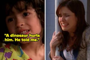 Angie saying a "dinosaur" hurts Craig on "Degrassi" alongside Brooke crying during school shooting on "One Tree Hill"
