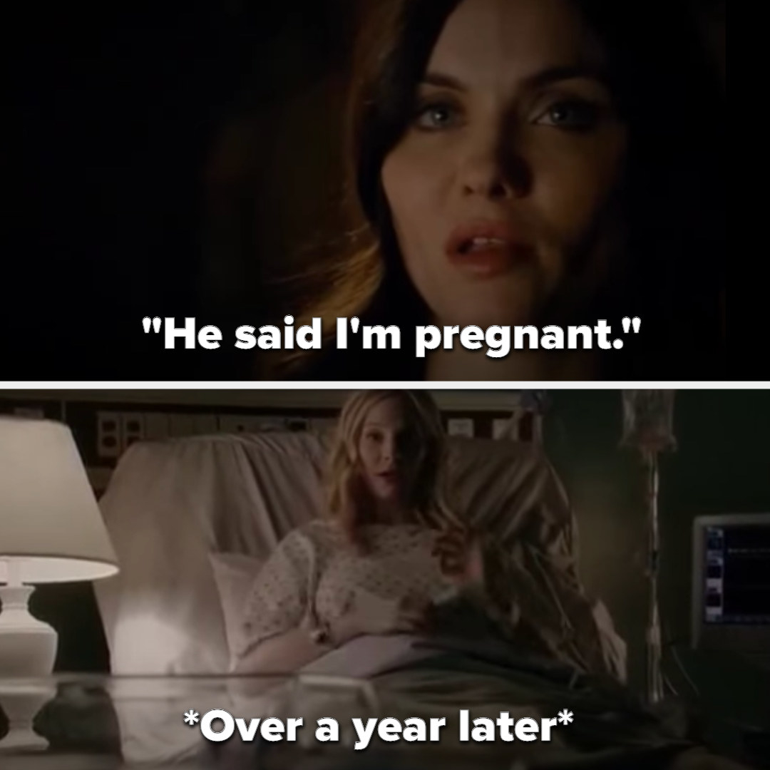 Jo saying she&#x27;s pregnant, and Caroline about to give birth over a year later