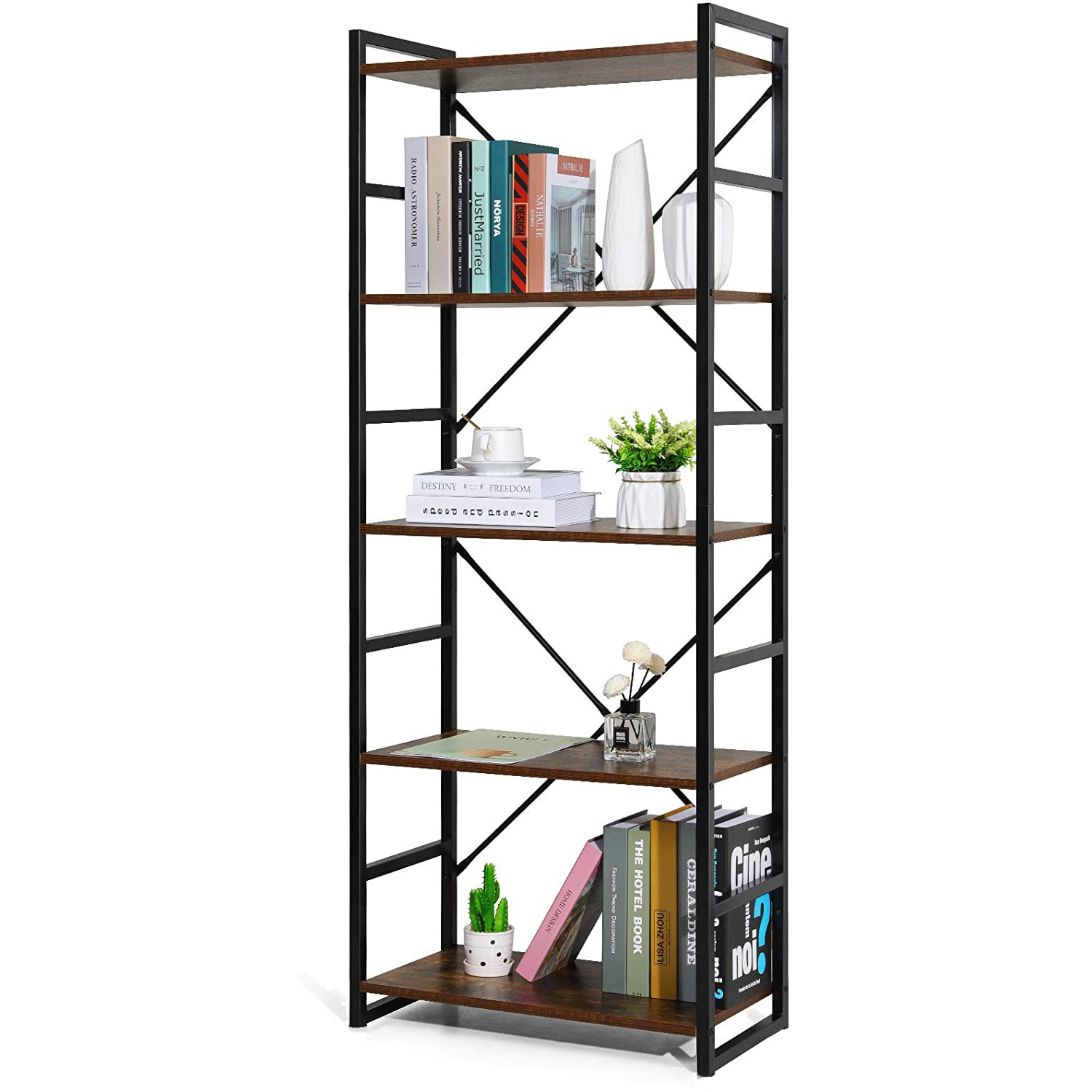 the open bookcase with five shelves