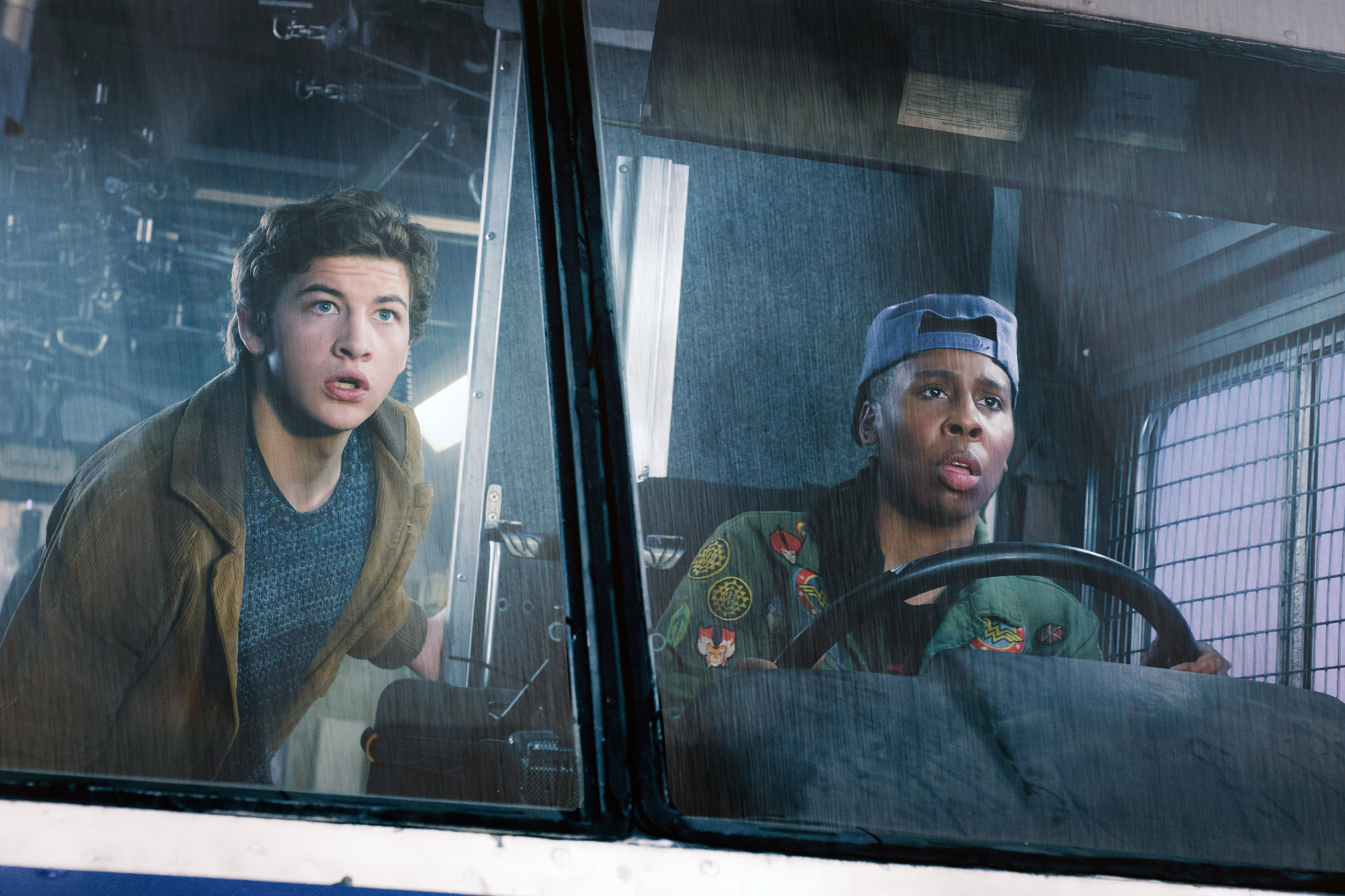 Lena Waithe drives a truck with Tye Sheridan inside