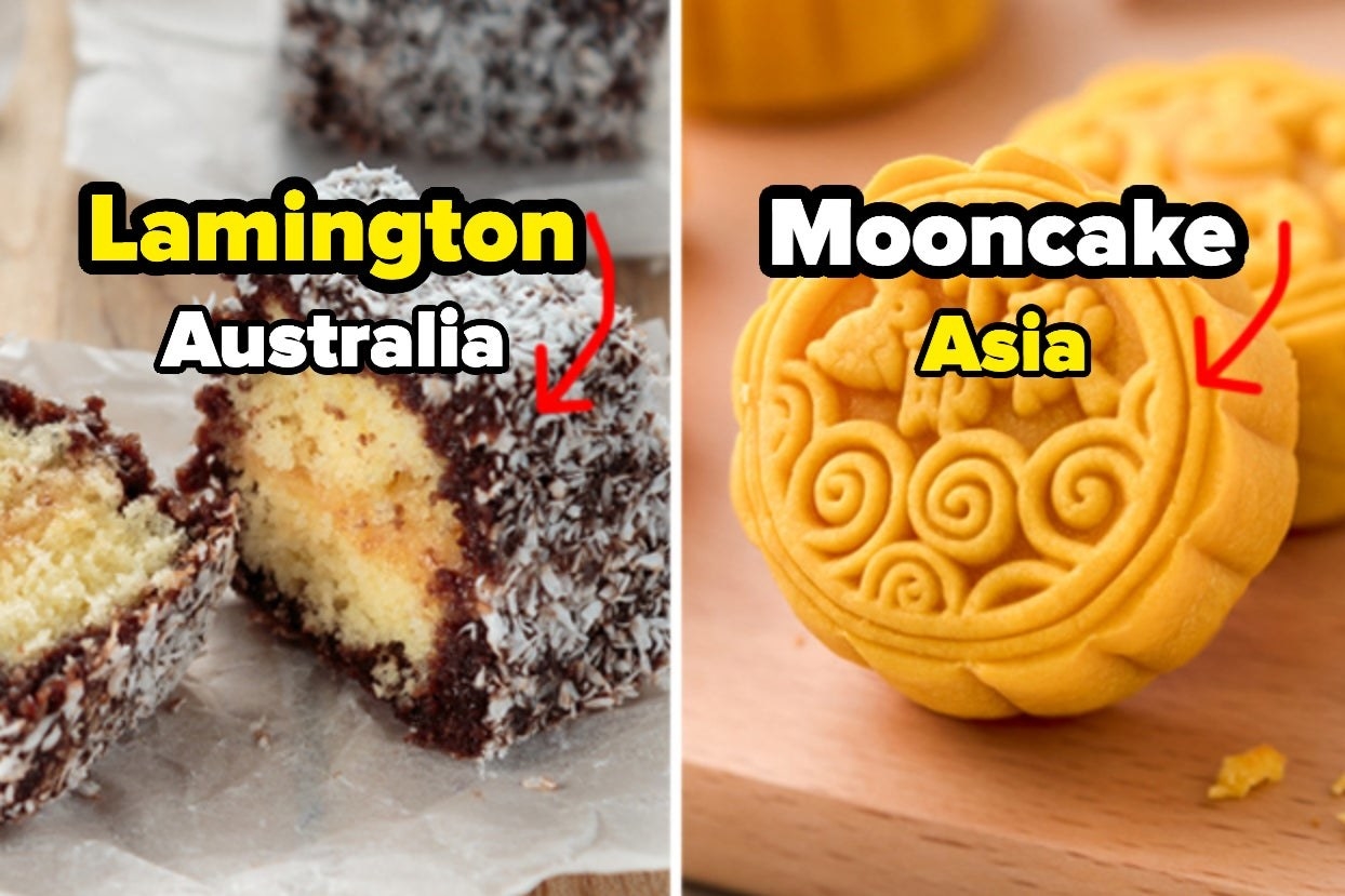 Lamington cake from Australia and Mooncake from Asia 