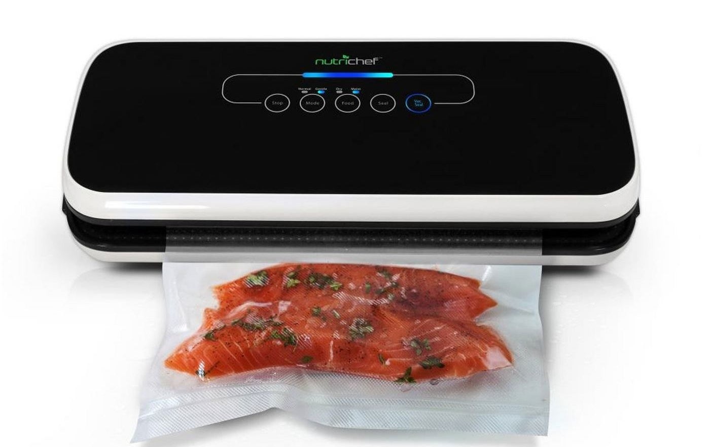 automatic food vacuum sealer sealing raw fish