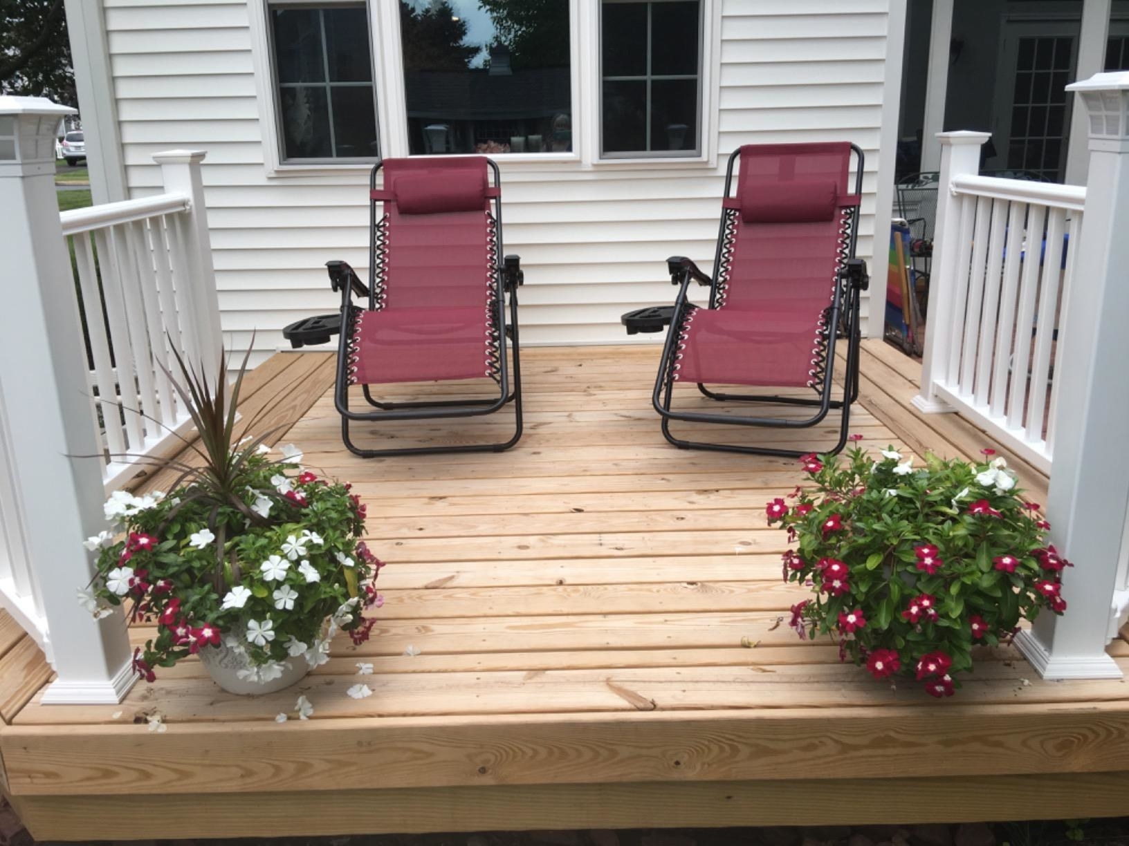 The red chairs on a reviewer&#x27;s porch