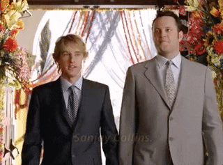 Owen Wilson and Vince Vaughn enter a wedding in Wedding Crashers 